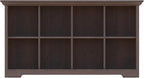 OSCHF Cube Shelf Bookcase with Base - Wooden 2 Tiers Floor Standing Low Storage Cabinet for Home and Office, 8-Cube Lattice Bookshelf, Walnut