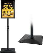 Golemas Adjustable Sign Stand for Display, with Upgraded Iron Base, Pedestal Floor Signage Stand Holder for Outdoor or Indoor Advertising (11 x 17, Black)
