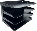 Huron Desktop Horizontal 4-Slot Legal File Binder Organizer Storage Letter Tray, Black Commercial Grade Steel