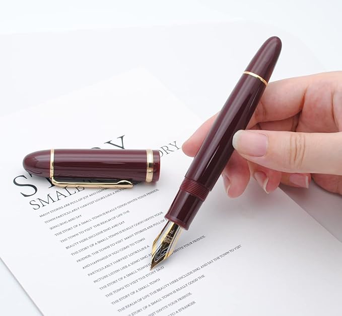 JINHAO X159 Fountain Pen (F Nib 0.5mm, Wine Red with Gold Clip)