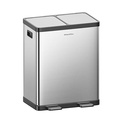 SolaceCove Kitchen Trash Can with Lid, 2 x 8 Gallon Garbage Can, with Soft-Close Foot Pedal and Removable Inner Bucket, 60 Liter Large Stainless Waste Bin for Bathroom Bedroom Home Office