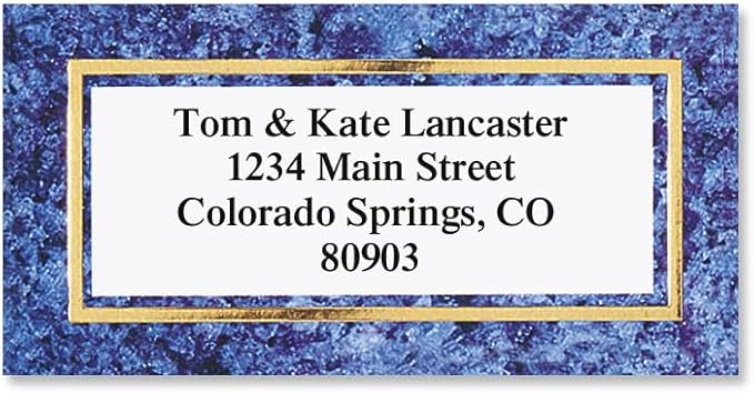 Granite & Gold Foil Border Return Address Labels - Set of 144 1-1/8" x 2-1/4" Self-Adhesive, Flat-Sheet Labels