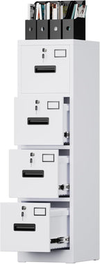 SUXXAN 4 Drawer File Cabinet, Metal Vertical File Storage Cabinet with Lock, Office Home Steel Vertical File Cabinet for A4 Letter/Legal Size, Assembly Required