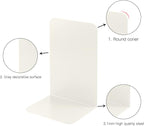 MSDADA Bookends, Book Ends for Book Shelves, Bookends for Office, Book Ends for Heavy Books,Metal Bookend Supports, Modern Minimalist Style Bookends, Milky White (4Pairs)