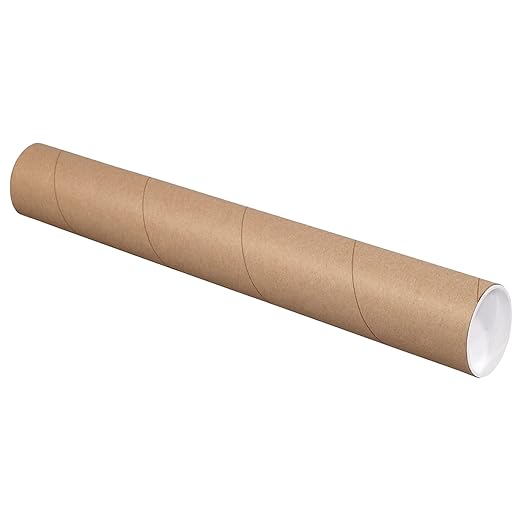 Aviditi BOX USA Mailing Tubes, 3" W x 16" H, 24-Pack - Round Corrugated Tubes for Mailing and Storage of Blueprints, Artwork, Crafts, Posters, Long Art Holder