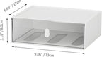 OSteed Desktop Drawers, Desk Organizer with 1 Large Drawer & Upright Handles, Stackable Plastic Storage Box for Home Collection, Cosmetics, Office Supplies (Tall Layer, White & Clear)
