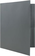 JAM PAPER Plastic Color POP Folders - 2 Pocket Durable Folders with Metal Prongs Fastener Clasps - Grey - Bulk 96/Pack