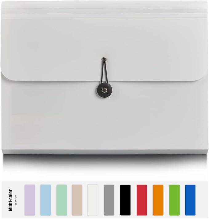Nicfaec Expanding File Folder with 13 Pockets,Polypropylene, 12.99" x 9.45" x 1.1"for Work, School, Home, Office, Blackwhite(2Pack)