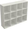 OSCHF 12-Cube Storage Shelf Bookcase - Wooden 3-Tier Floor Standing Open Bookshelf for Home and Office, Display Cabinet, Warm White