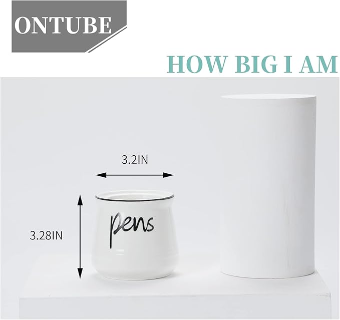 ONTUBE Porcelain Pens Holder Stand,Ceramic Pencils Holder (White)