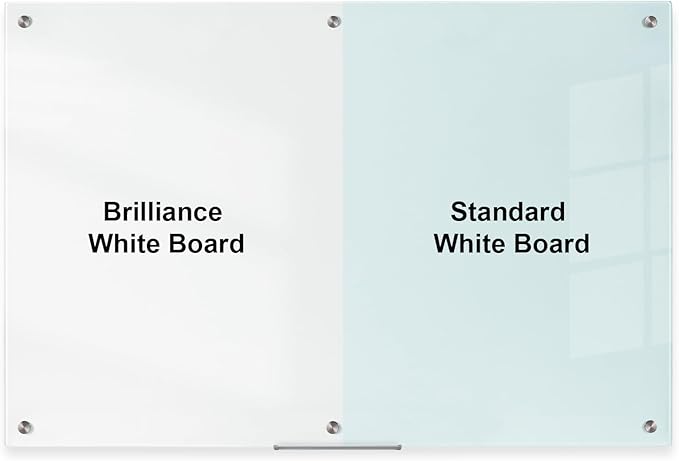 Large Glass Whiteboard, 72 x 48 Inches Magnetic Glass Dry Erase Board for Wall, 6' x 4' Brilliance White Board for Office, Home, School