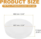 PATIKIL 100 Pcs Mailing Tube Plastic End Caps 2.2" ID PE Round Cardboard Shipping Tube Lids White Protective Poster End Caps for Paper Documents Artwork Storage