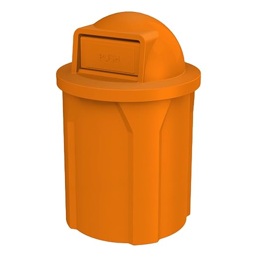Sturdy Essentials Campus Collection 42 Gallon Circle 100% Recycled Plastic Heavy-Duty Outdoor Commercial Trash Can with Push Open Dome Lid and Internal Liner Great for Schools and Businesses - Orange
