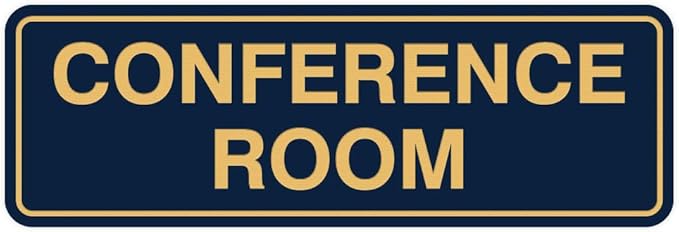 Standard Conference Room Sign - Blue/Gold - Large 10 Pack
