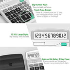 Solar & AA Battery Dual Power Electronic Calculator - 12-Digit Large Display (2 Basic Black & 1 Updated Silver)