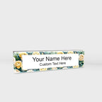 Signs ByLITA Floral Pattern Customized Nameplate | Golden Rose Personalized Full Color Acrylic Desk Sign