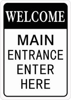HBXNZ Main Entrance Enter Here Sign Security Street Road Metal Tin Sign Wall Decor 8X12 Inches