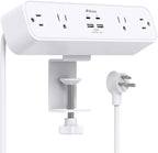 PD40W Desk Clamp Power Strip, Desktop Mount Surge Protector, Fast Charging Station, 5Ft Extension Cord Desk Edge Mount Shelf with 4 Outlets 4 USB Ports (2 USB C), Home Office Accessories Essentials