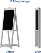 INNOVART Magnetic A-Frame Chalkboard Sign, Sidewalk Sign 45" x 17" With Display Shelf, Free Standing Easel for Restaurant, Business, Wedding or Events, White