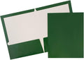 JAM PAPER Laminated Two Pocket Glossy School Folders - Letter Size - High Gloss Green - 6/Pack