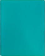 JAM PAPER Plastic Color POP Folders - 2 Pocket Durable Folders with Metal Prongs Fastener Clasps - Teal Blue - Bulk 96/Pack