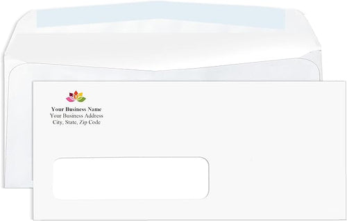 Aimoh 2500#10 Custom Printed Single Left Window Envelopes - Text and Logo Customization - Gummed Closure - Size 4-1/8x9-1/2 Inches -24LB-2500 Count (7-35410-2500)