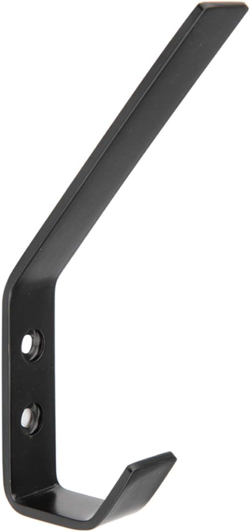 Amazon Basics Wall Mounted Modern Metal Drywall Coat Hooks - Flat Black, 5-Pack