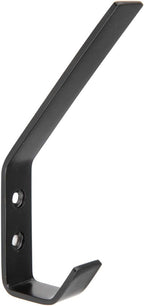 Amazon Basics Wall Mounted Modern Metal Drywall Coat Hooks - Flat Black, 5-Pack