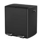 mVm Kitchen Trash Can,2x5.3Gallon(2x20L) Double Trash cans and Recycle Bin Combo with Lid and Anti-Fingerprint,Foot-Pedal,Soft-Close.Stainless Steel Garbage Can for Kitchen,Living Room(Matte Black)