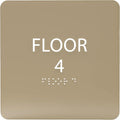 Light Brown ADA Floor 4 Sign with Braille – Made from Durable Acrylic and Ready to Mount