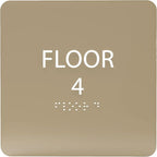 Light Brown ADA Floor 4 Sign with Braille – Made from Durable Acrylic and Ready to Mount