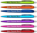 Express Pencils Personalized Ballpoint Pens - Retro -Retractable Click action - Custom - Black writing - Printed Name pens - Imprinted w/Your Logo/Message - Personalization - 12 Pens/Box (Light Blue)