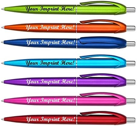 Personalized Ballpoint Pens - Retro -Retractable Click action - Custom - Black writing - Printed Name pens - Imprinted with Your Logo or Message - Includes Personalization - 12 Pens/Box (Red)
