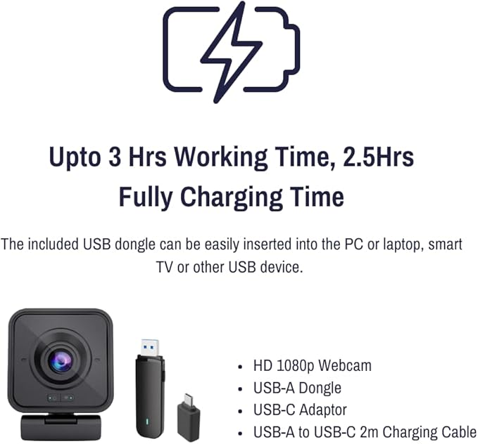 Project Telecom 1080p Wireless Webcam with Microphone – USB PC Camera for Laptop & Desktop Full HD Streaming Web Camera for Video Calls, Zoom, Remote Meetings – Plug & Play USB Web Cam