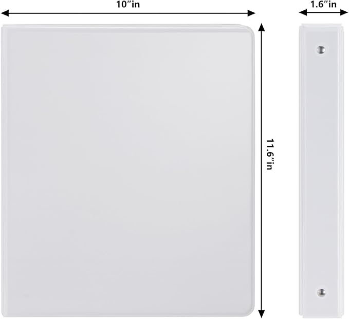 Comix Sturdy 3 Ring Binder 1 inch with Clear View Cover, 1" Round Ring View Binder, PVC-Free, 2.4mm-Thick, 200 Sheets Capacity of US Letter Size Paper, Office ＆ School Supplies, Pack of 12 (White)