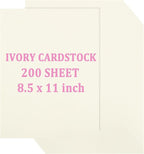 Acrux7 200 Sheets Ivory Cardstock 8.5 x 11 Inch Cream White Card Stock Paper 110lb/300gsm Resume Paper Ivory Cardstock Printer Paper for Invitations, Resume, Certificates, DIY Crafts, Card Making