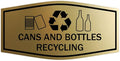 Fancy Cans and Bottles Recycling Sign (Brushed Gold) - Large