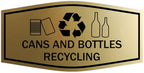 Fancy Cans and Bottles Recycling Sign (Brushed Gold) - Large
