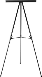 Amazon Basics High Boardroom Black Aluminum Flipchart Whiteboard and Display Easel Stand with Adjustable Height Telescope Tripod, Black, 37 x 18 x 28 Inches