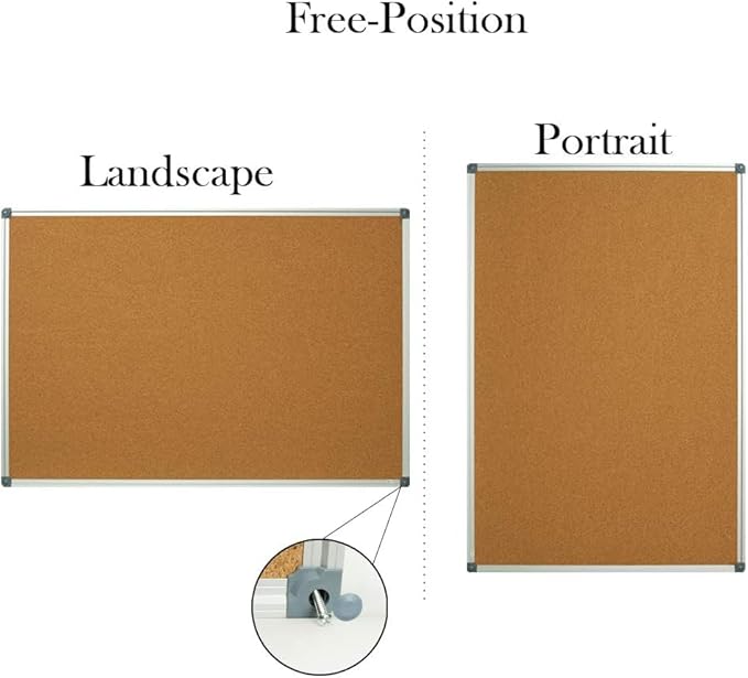 Lockways Large Cork Board Bulletin Board, Bulletin CorkBoard 72 x 36 Inch, Notice Message Pin Board,F Silver Aluminium Frame