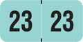 2023 Year Stickers, Doctor Stuff 2023 Chart Stickers, Aqua/Black Colored, Reynolds & Reynolds Style, USA Made Year Stickers for End Tab File Folders, 500/Roll, 1 Roll, 3/4" x 1-1/2"