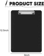 HERKKA 25 Pack Plastic Clipboards, Black, A4 Letter Size, 12.5 x 9 Inch