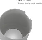 EKO Mini Desk Trash Can with Swing-Top Lid 0.4 Gallon Small Table Round Wastebasket for Office, Home, Car (Grey)