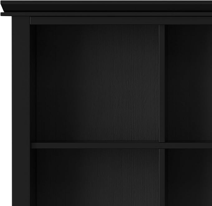 SIMPLIHOME Artisan Bookcase - 57 inch Tall 12-Cube Solid Wood Cube Organizer in Black, Transitional Storage Bookcase for Living Room, Study Room or Office with Fixed Shelves and Tapered Legs