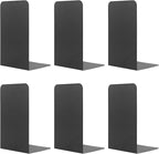 MSDADA Black Metal Bookends (6pcs, 3 pairs) for Book Shelves, Office, Heavy Books, Modern Minimalist Style