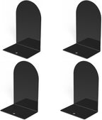 Lulonpon 4 Pieces Book Ends, Bookends, Books Stand, Metal Bookend for Shelves, Black Book Ends for School, Library, Desktop Organizer