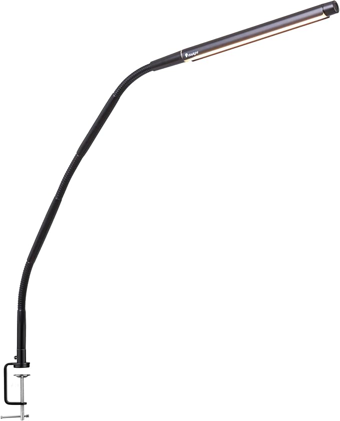Electra™ Table Lamp: 3 Color Temperatures (Daylight 6000K/Cool 4000K/Warm 2700K), 95+ CRI LED, Dimmer Switch, Flexible Arm, Desk Lamp for Artists, Crafts & Office (Black, 2500 Lux at 12")