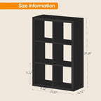furtble Bookshelf with Storage Bins, 6 Cube Storage Organizer, Modern Wood Bookcase, Multifunctional Display Shelf for Living Room (Matte Black, 6 Cube)