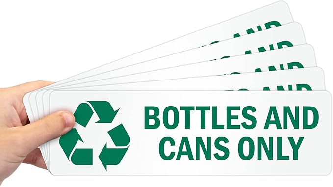SmartSign Bottles and Cans Only Pack of 5 Recycle Labels | 3" x 10" Laminated Vinyl, Made in USA