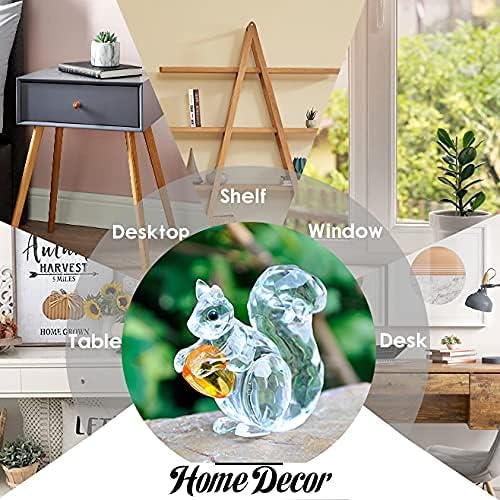 H&D HYALINE & DORA Crystal Animals Squirrel Collectible Figurine Paperweight Table Centerpiece Ornament